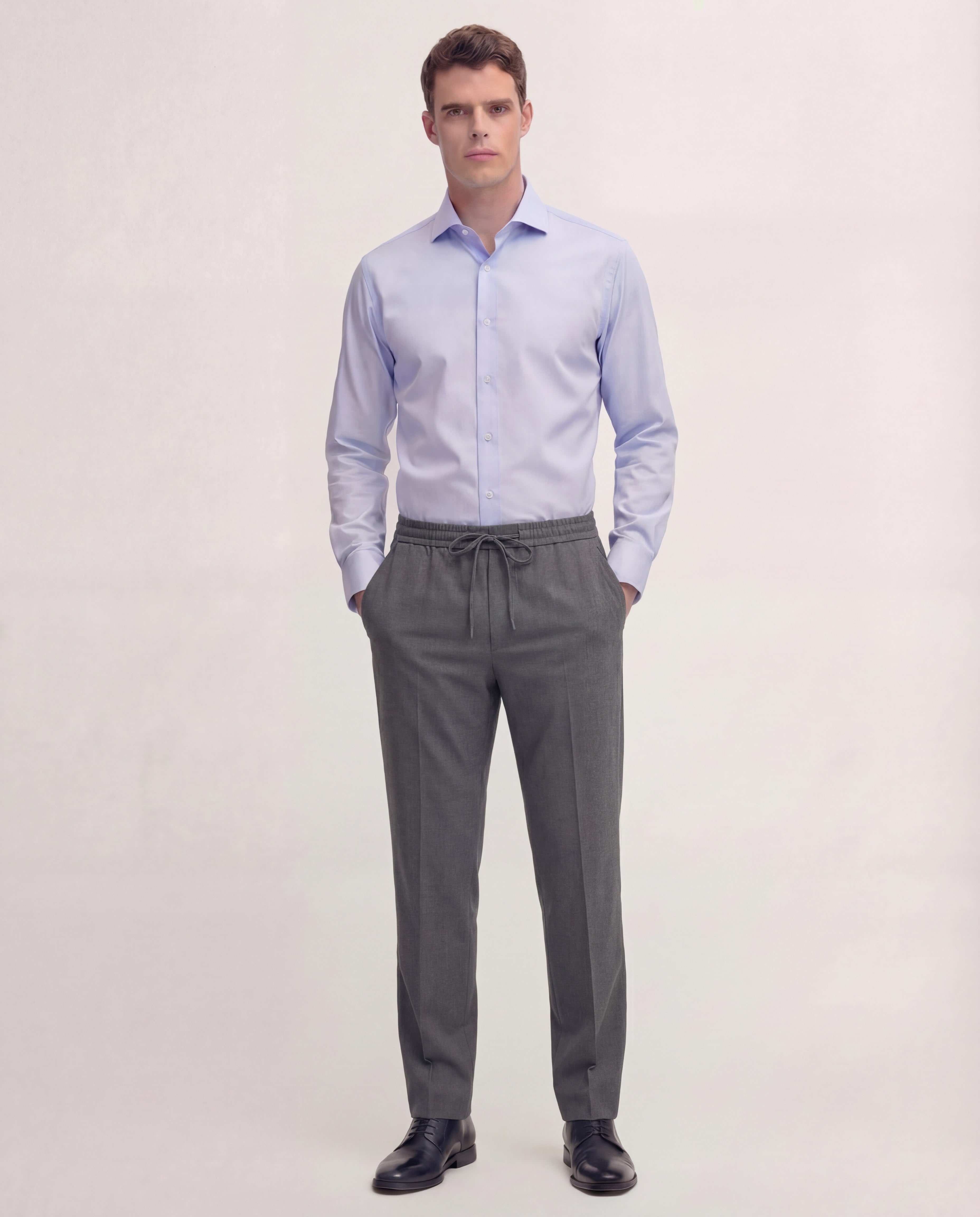 Charcoal Grey Tailored Drawstring Trousers