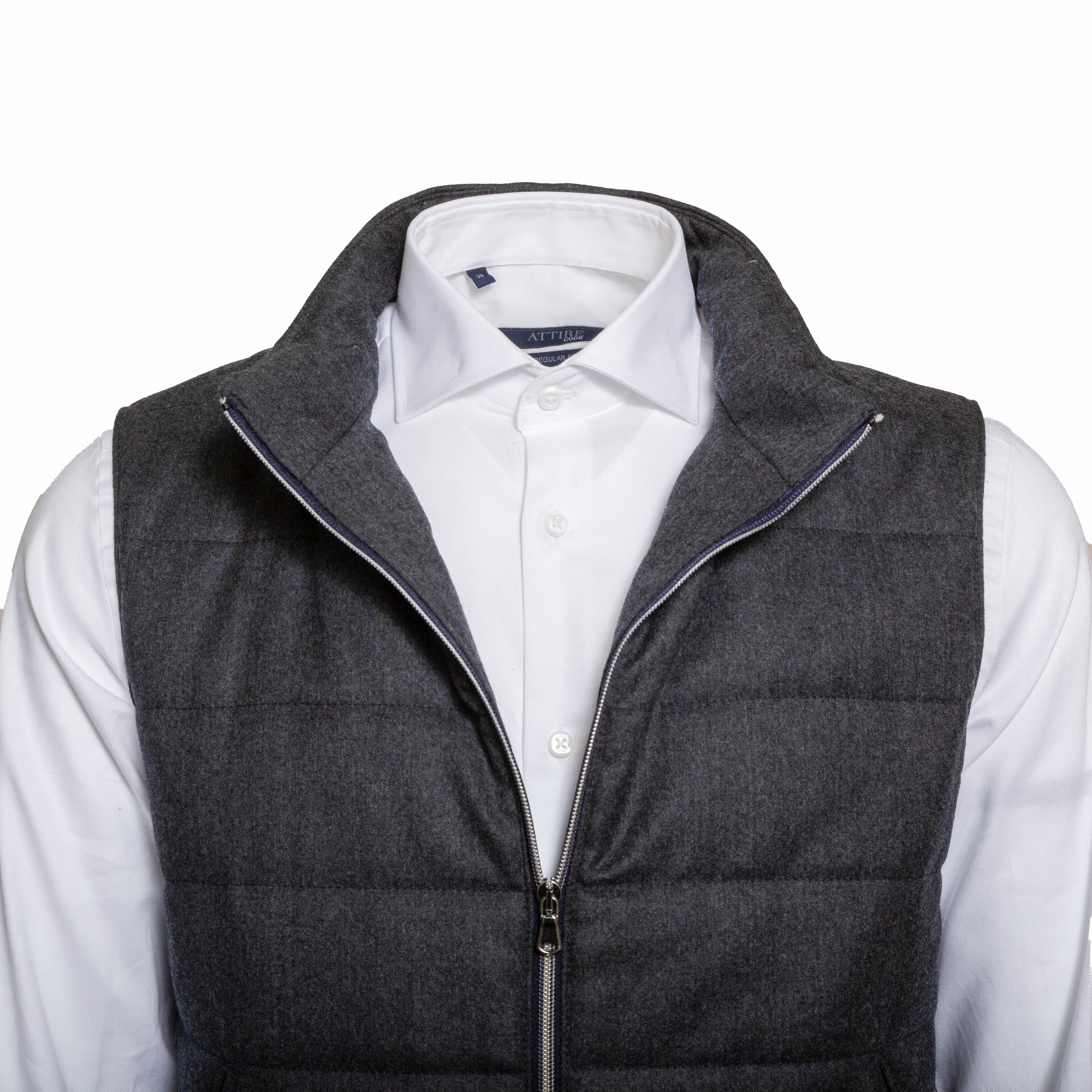 Charcoal Grey Quilted Wool Vest