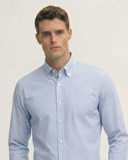 Fine Blue Stripe Giza Cotton Shirt