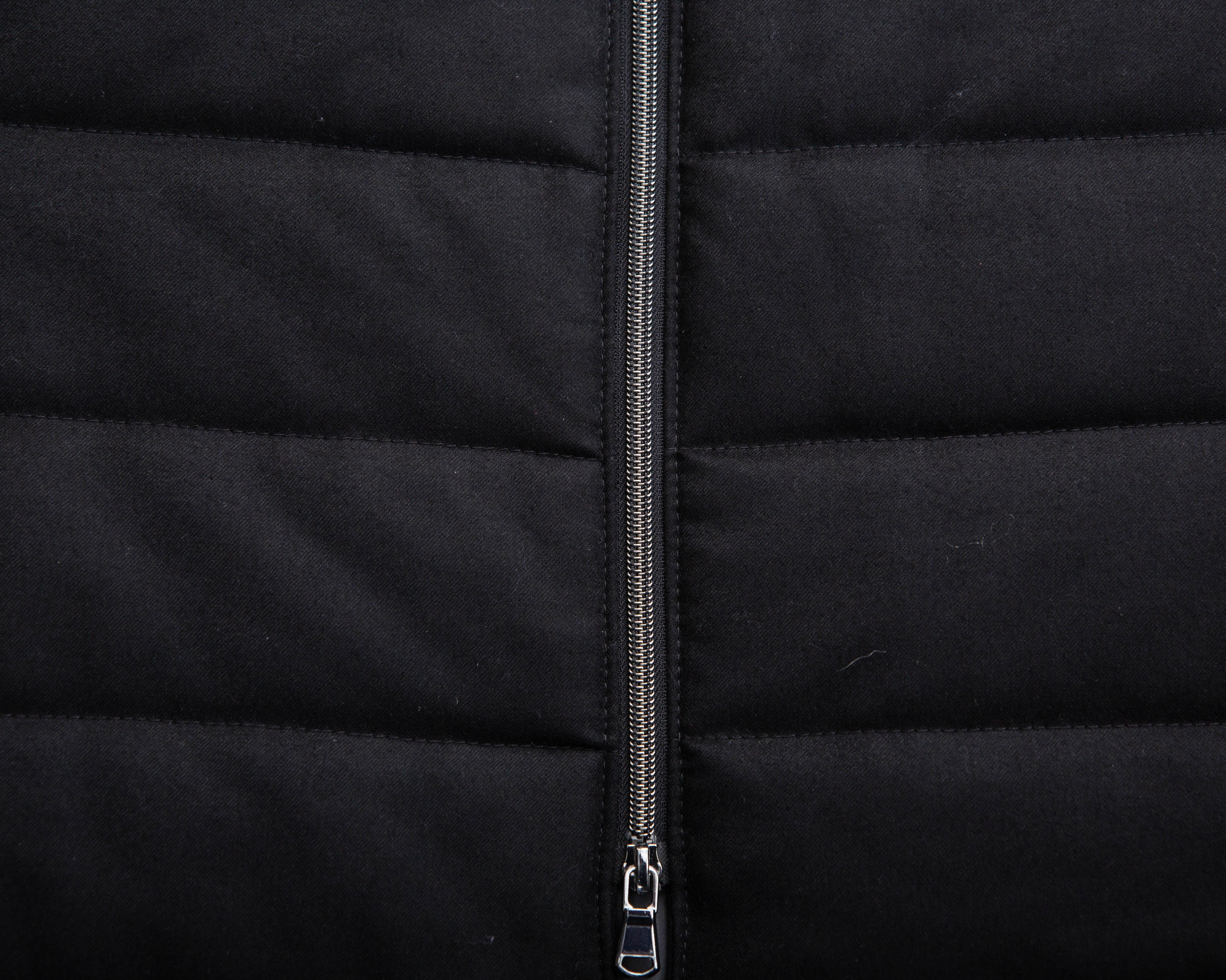 Jet Black Quilted Wool Vest