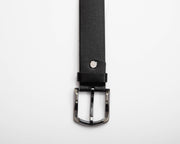 Classic Black Rounded Buckle Leather Belt