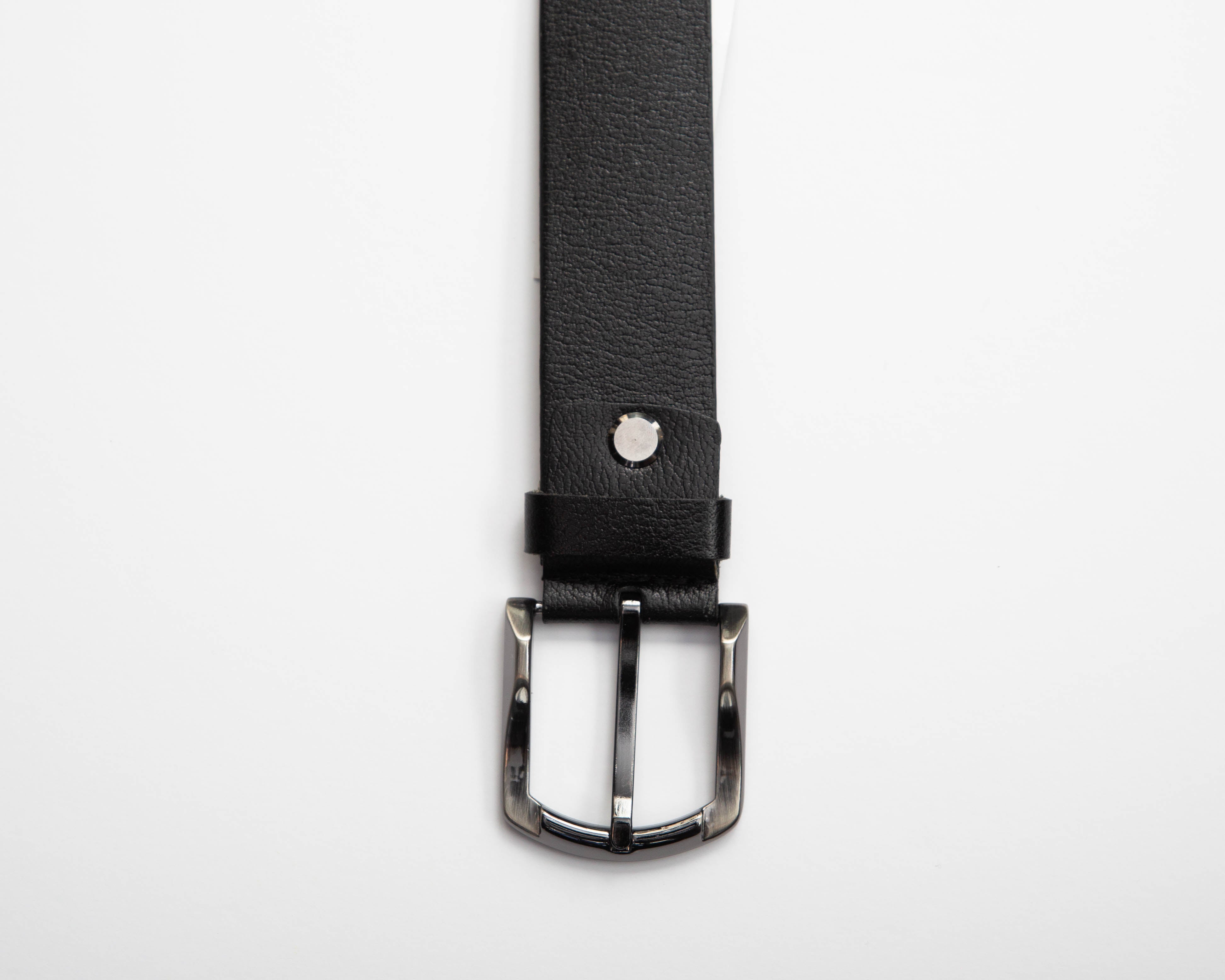 Classic Black Rounded Buckle Leather Belt