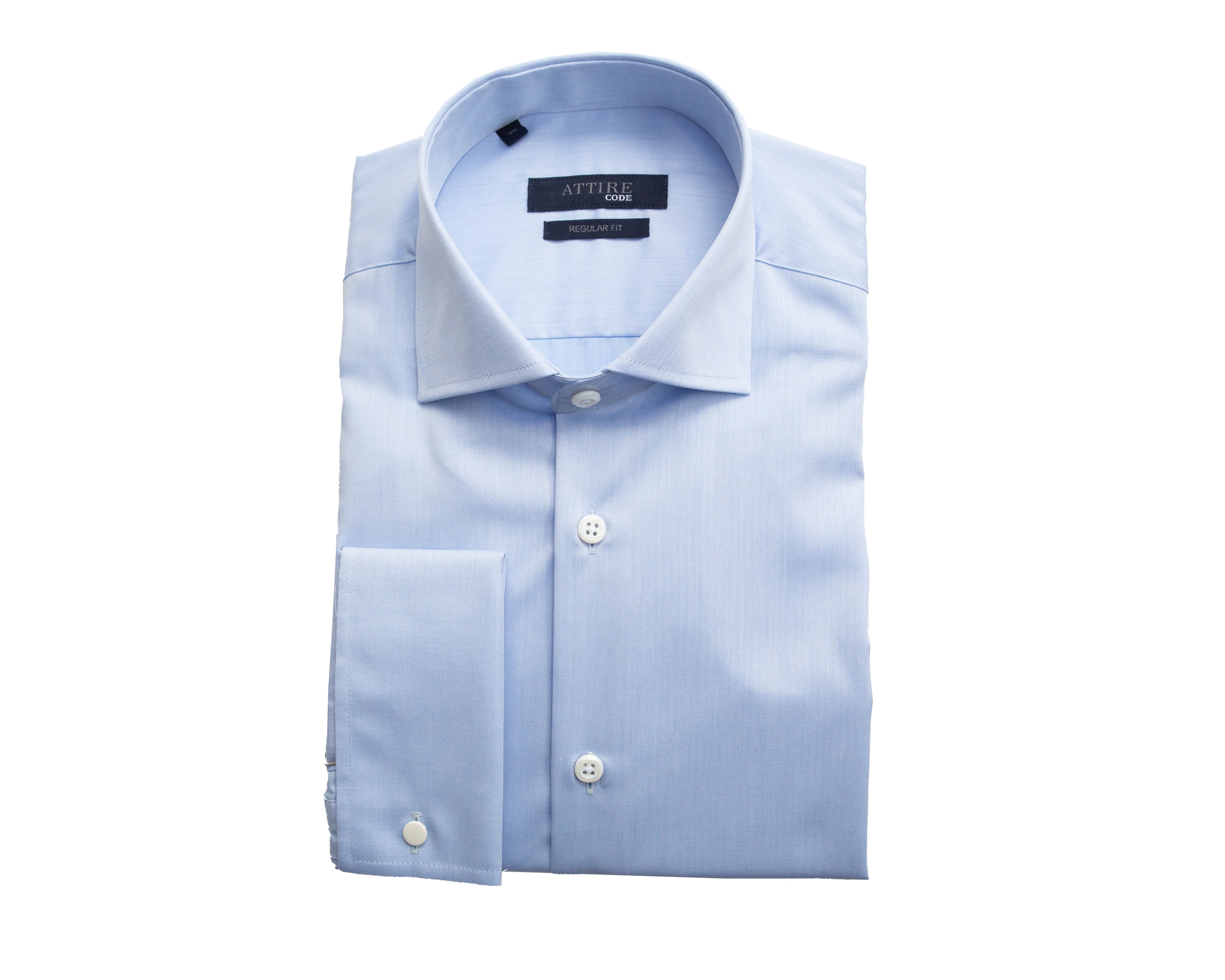 Blue Giza Cotton Poplin Cufflinks Cuff Shirts