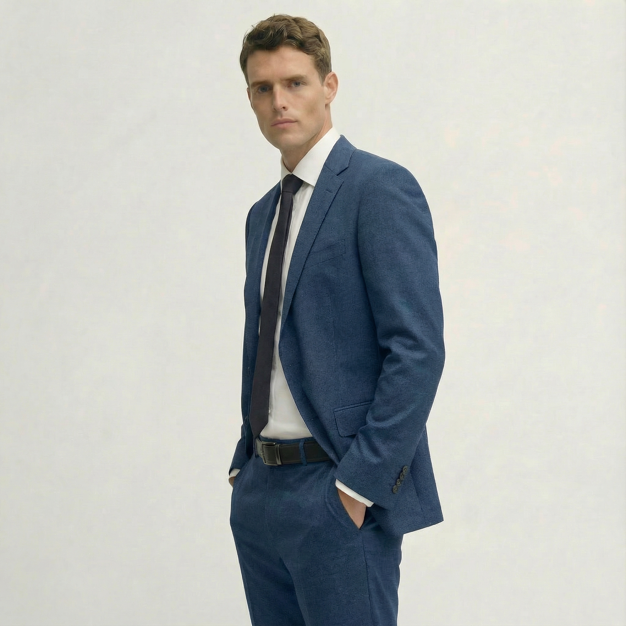 Steel Blue Tailored Wool Suit