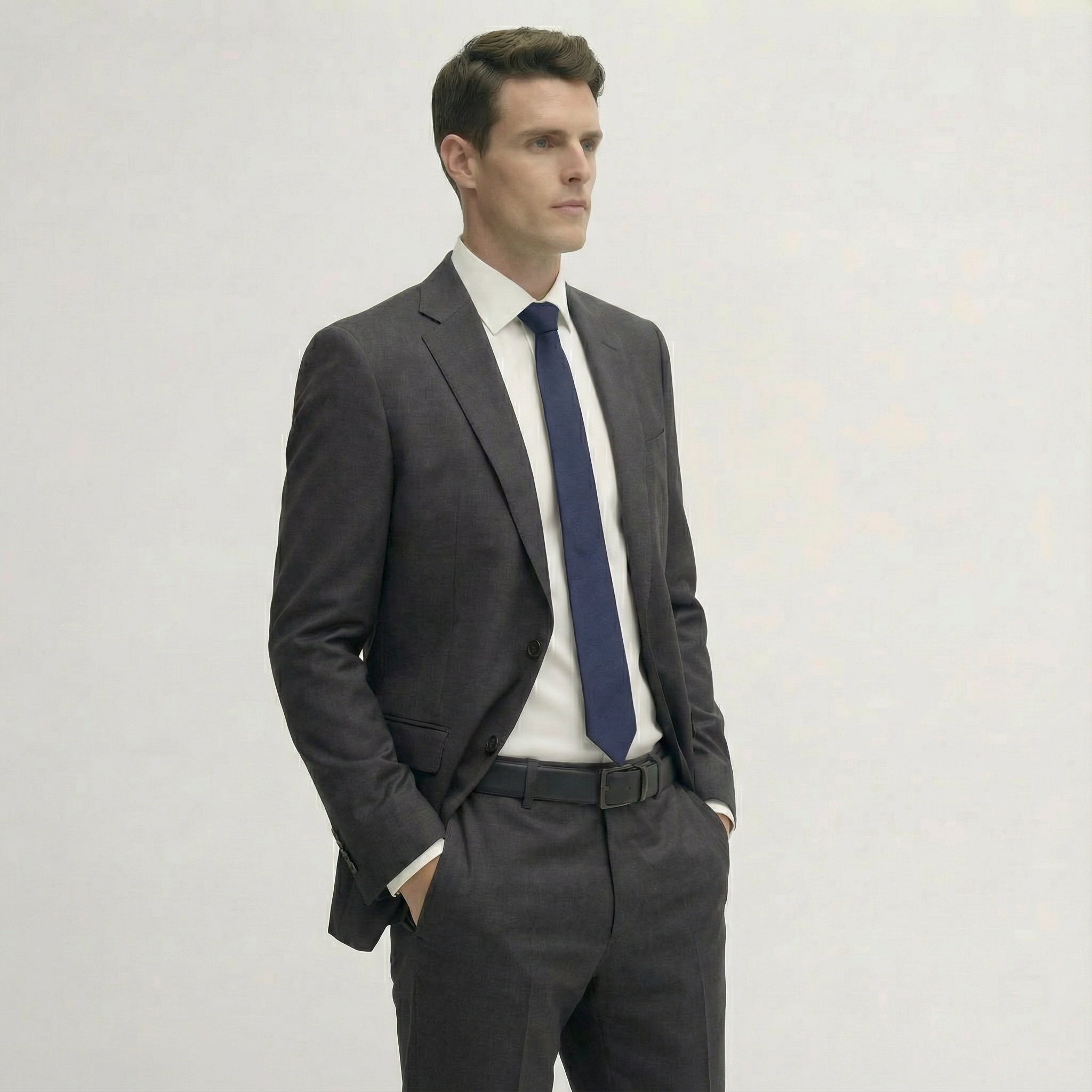 Jet Black Tailored Wool Suit