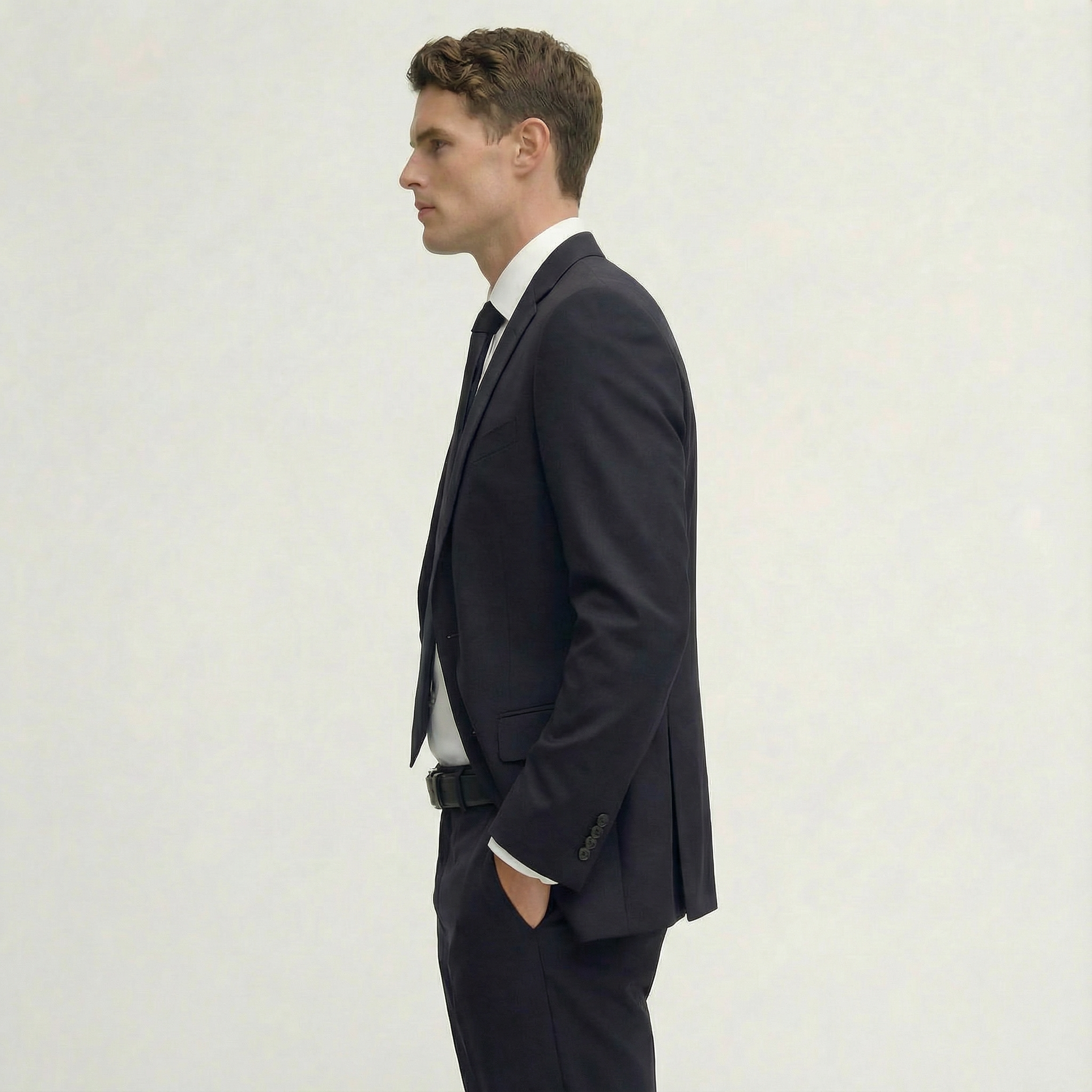 Jet Black Tailored Wool Suit