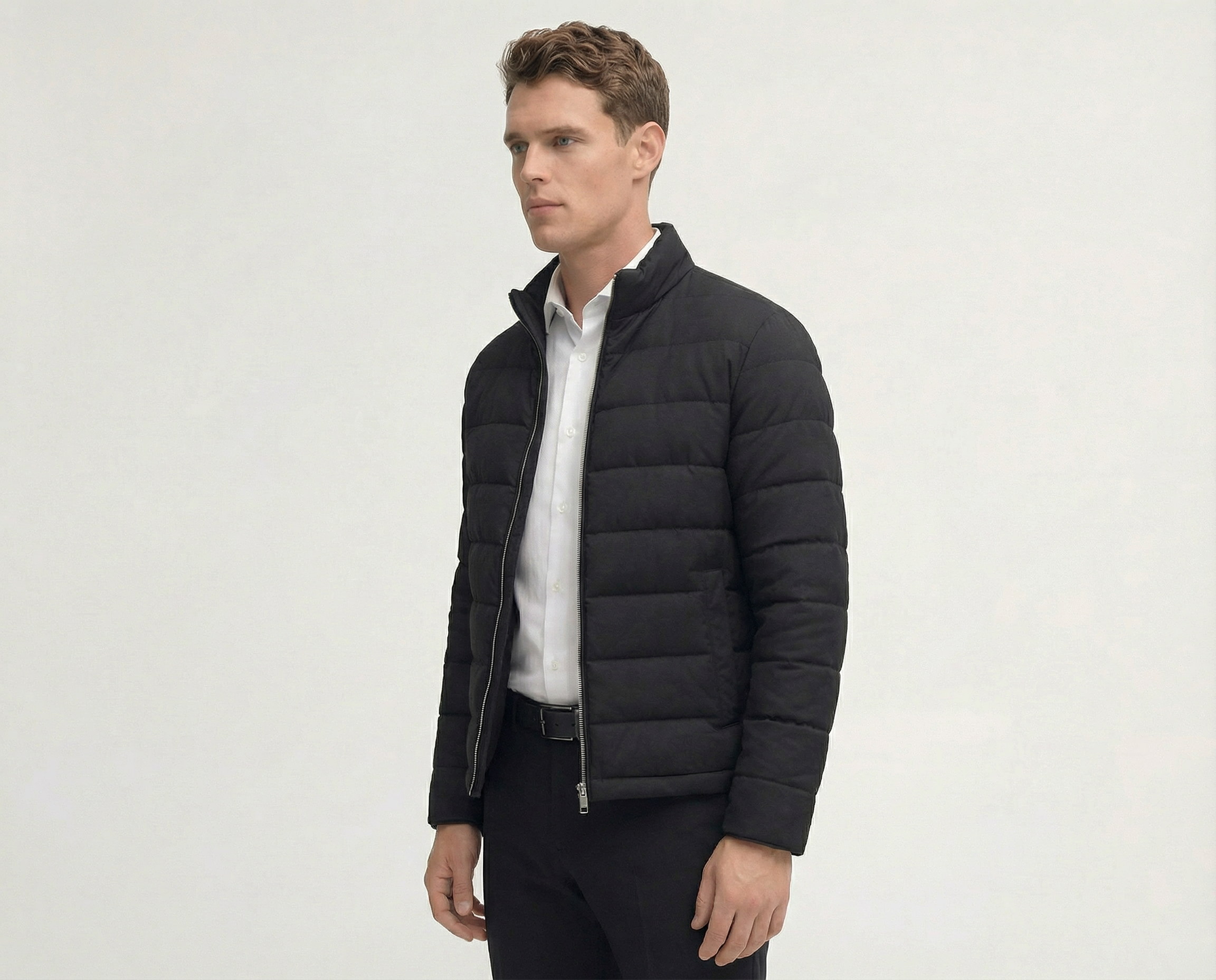 Jet Black Quilted Wool Jacket
