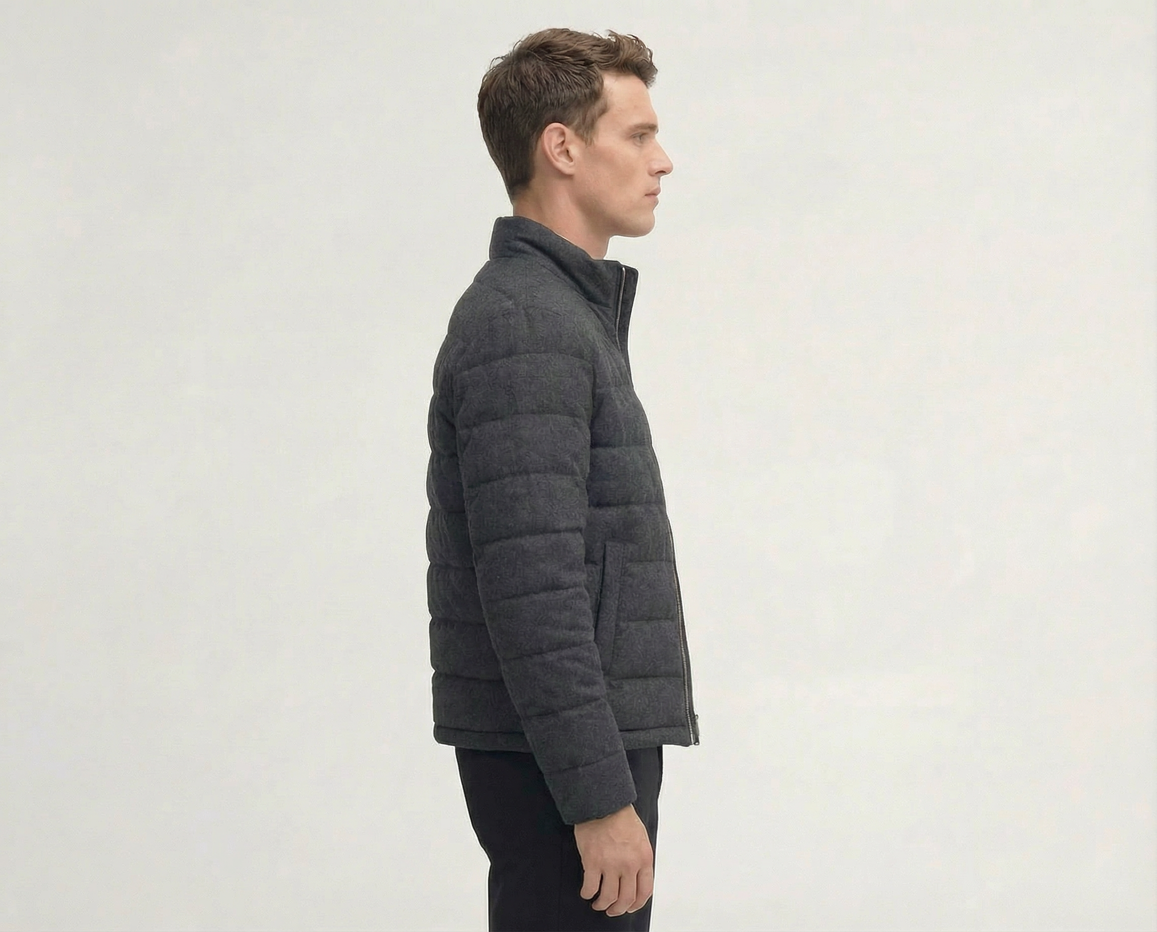 Charcoal Grey Quilted Wool Jacket