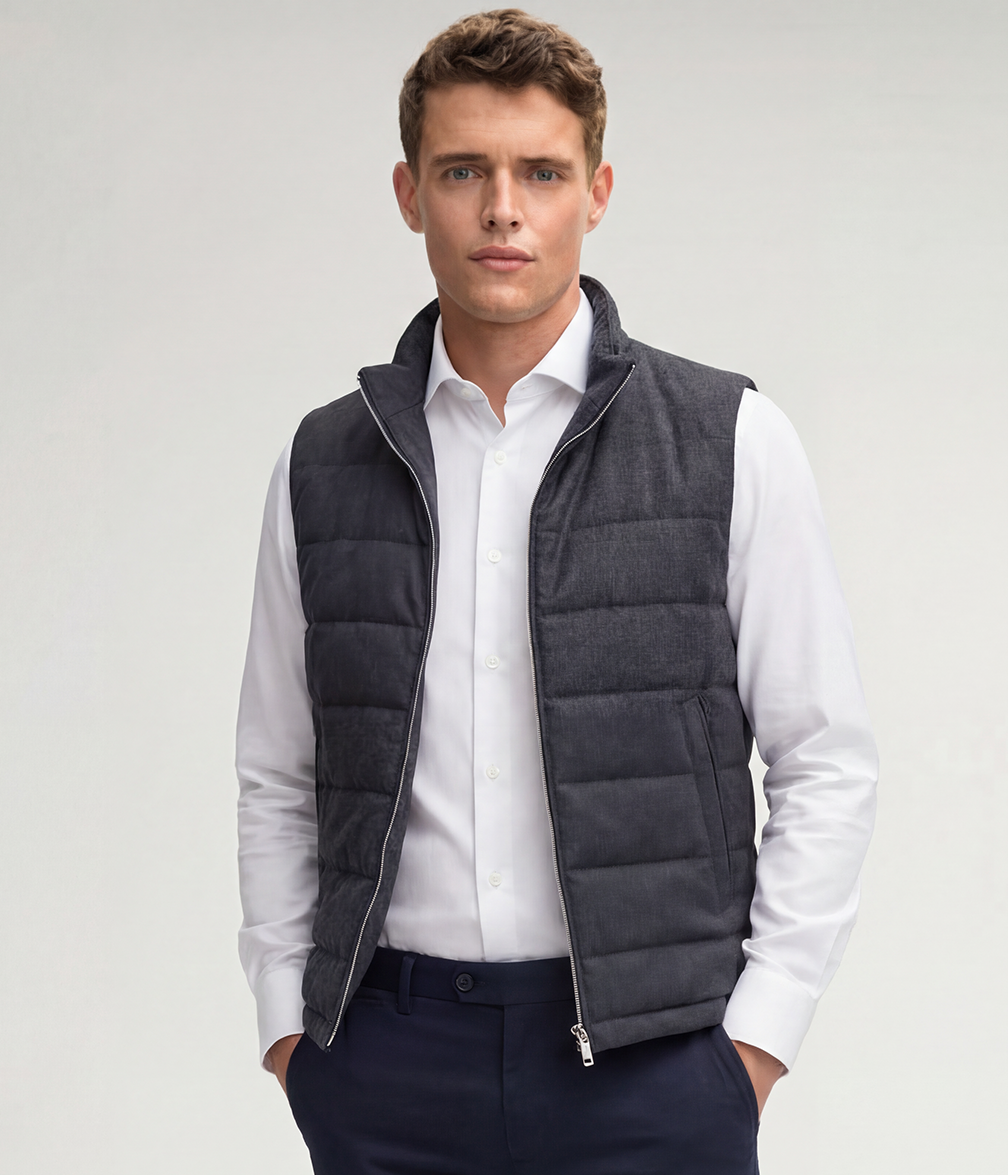 Charcoal Grey Quilted Wool Vest