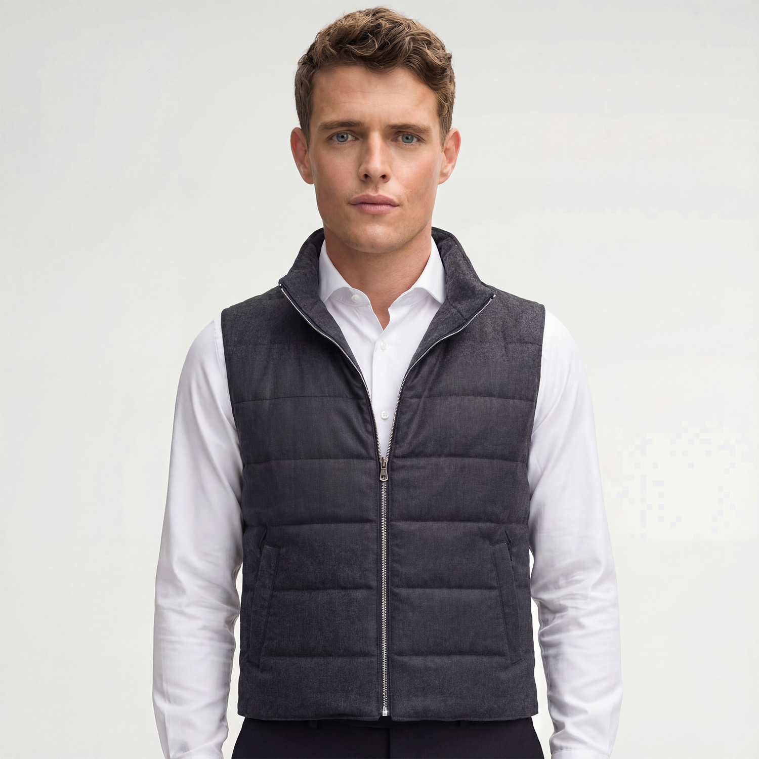 Charcoal Grey Quilted Wool Vest