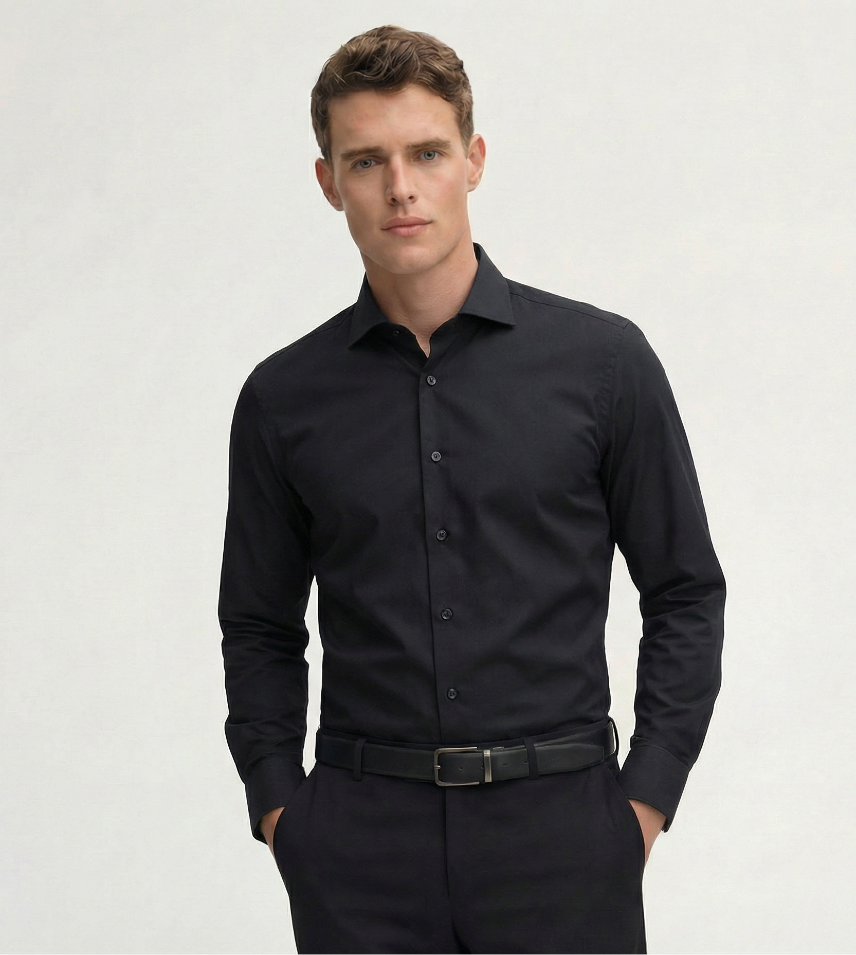 Midnight Black Giza Cotton Dress Shirt