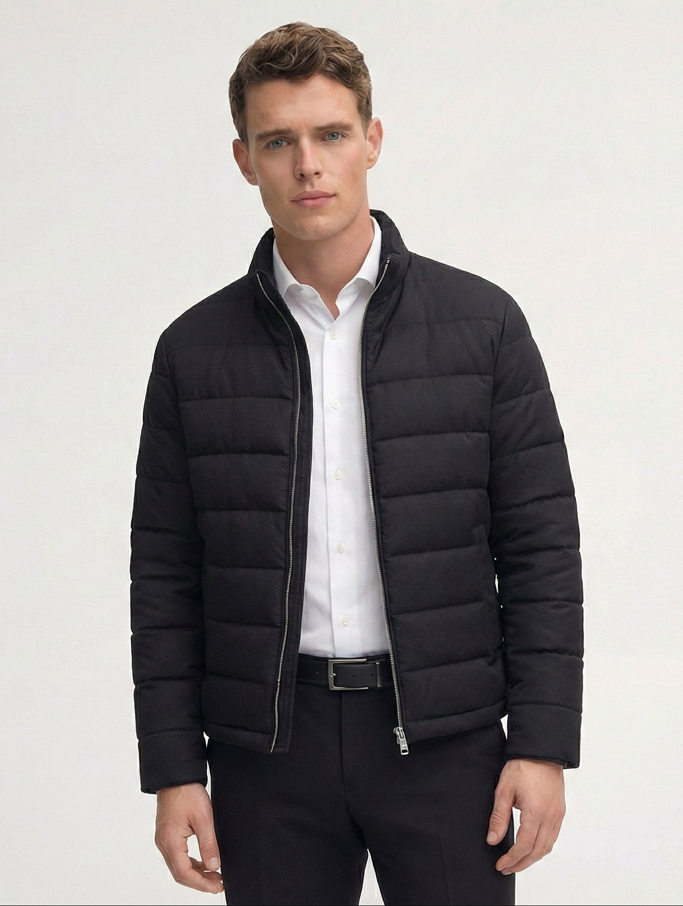 Jet Black Quilted Wool Jacket