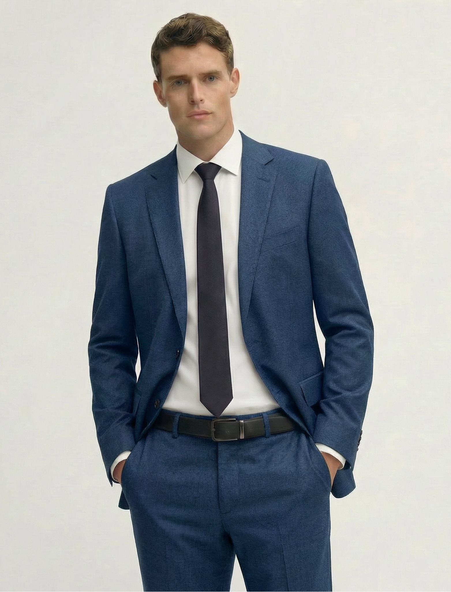 Steel Blue Tailored Wool Suit