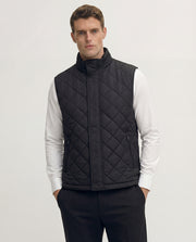 Jet Black Quilted Wool Vest
