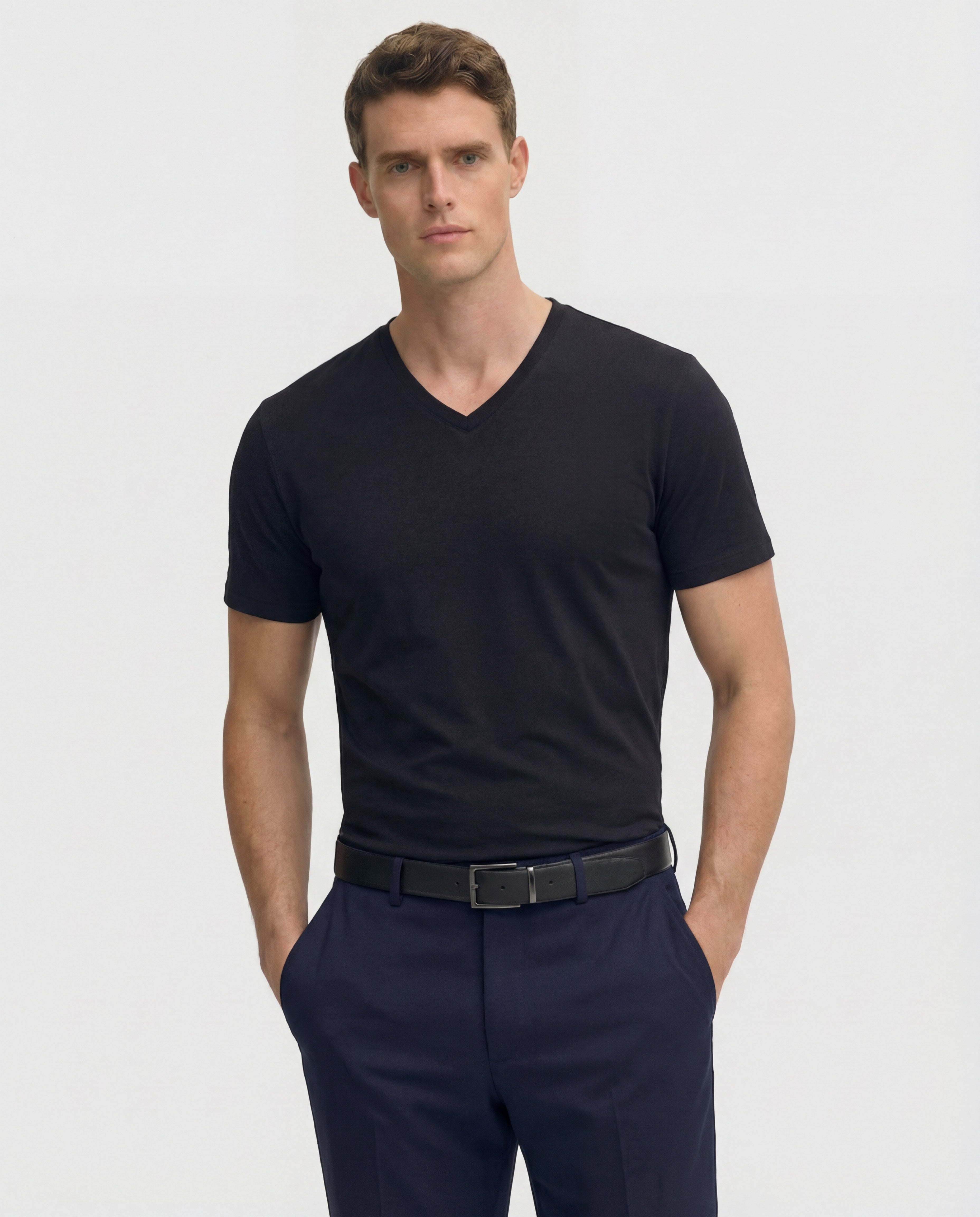 Jet Black V-Neck Supima Cotton T-Shirt
