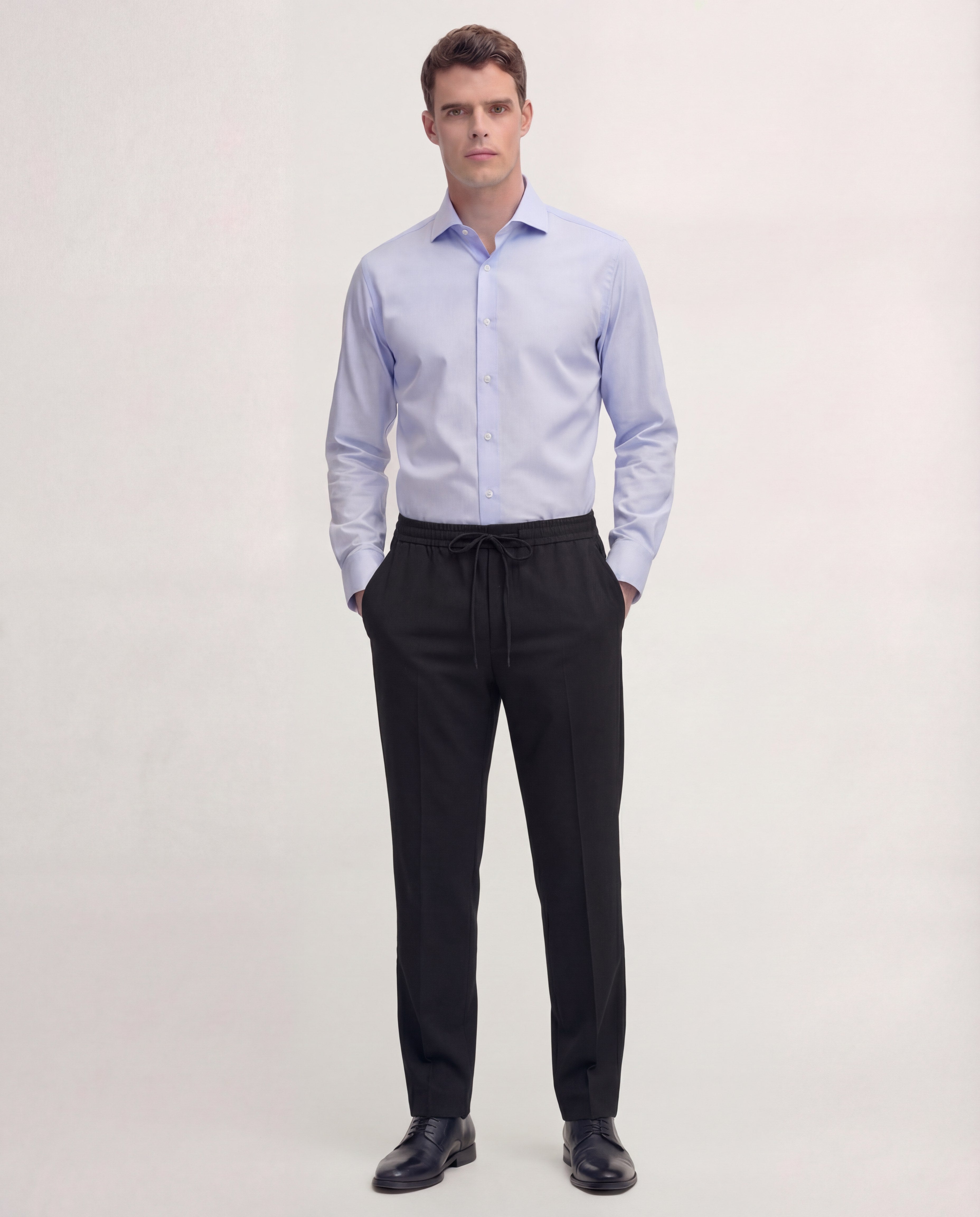 Midnight Navy Tailored Drawstring Trousers