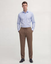 Warm Taupe Tailored Drawstring Trousers
