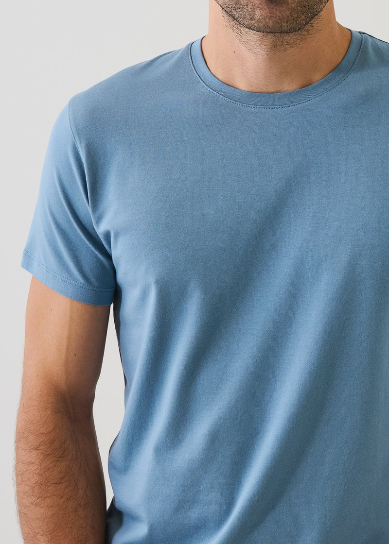 Ocean Blue Crew Neck Supima Cotton T-Shirt