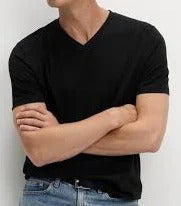 Jet Black V-Neck Supima Cotton T-Shirt