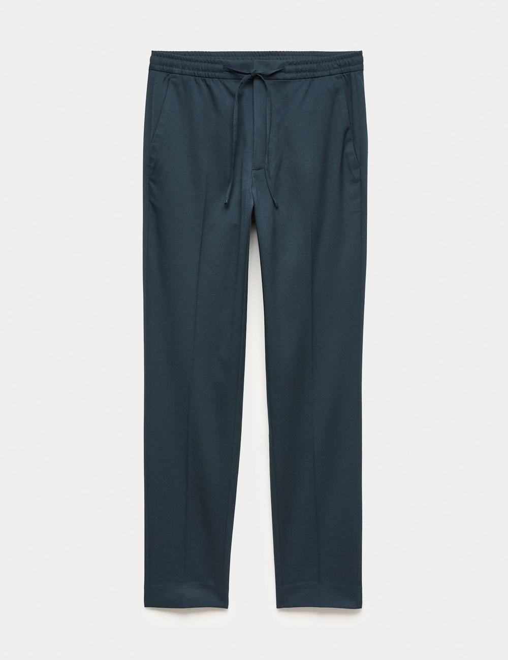 Blue Tailored Drawstring Trousers