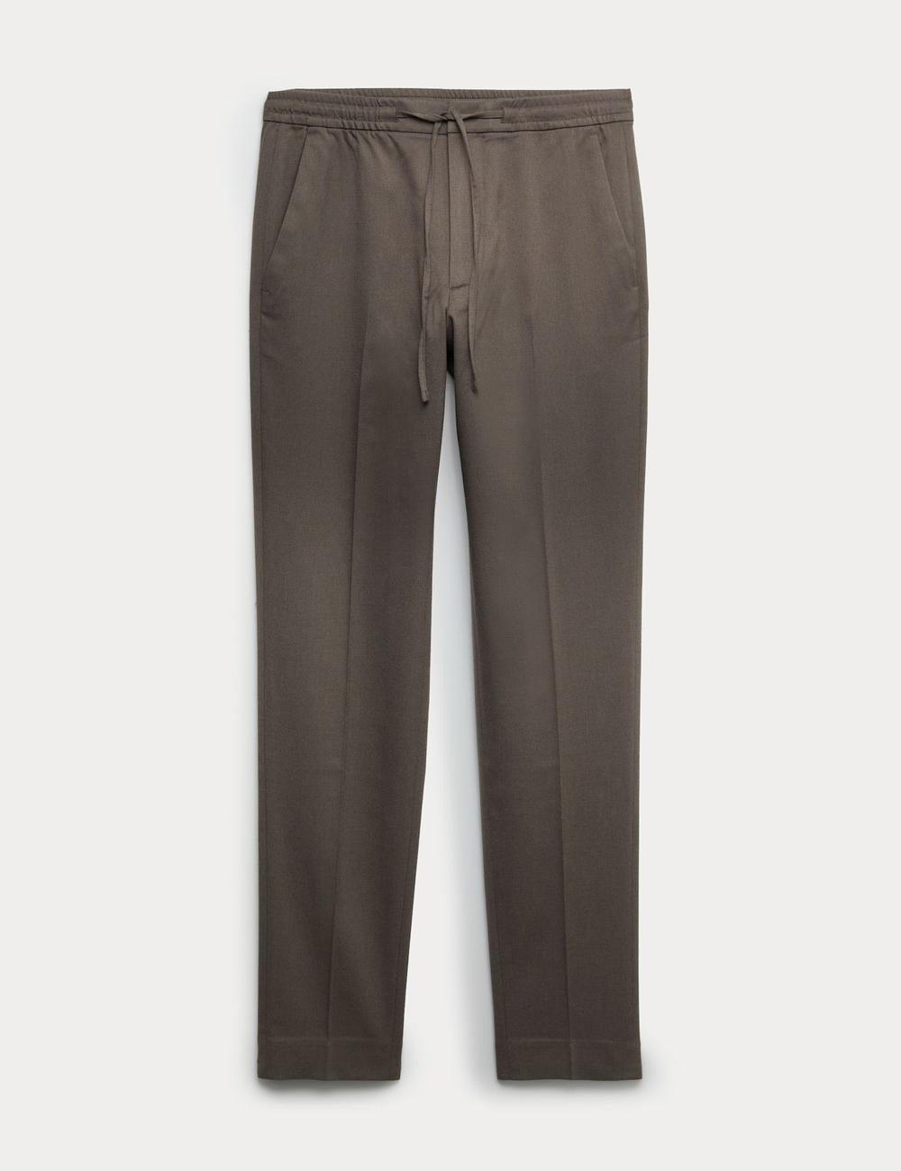 Warm Taupe Tailored Drawstring Trousers