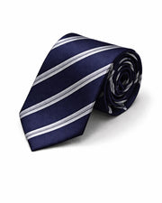 Striped Navy Silk Tie