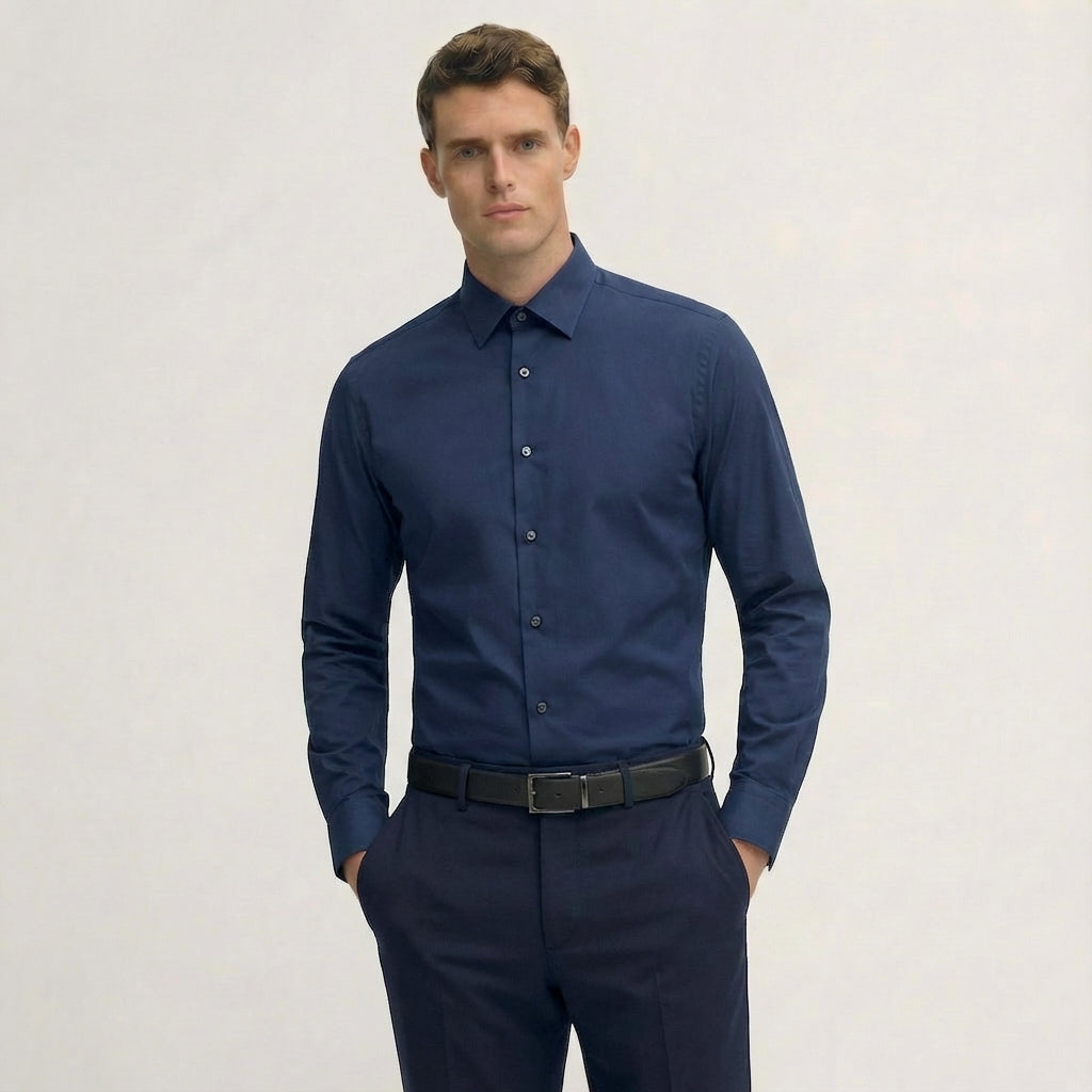 Deep Navy Giza Cotton Dress Shirt