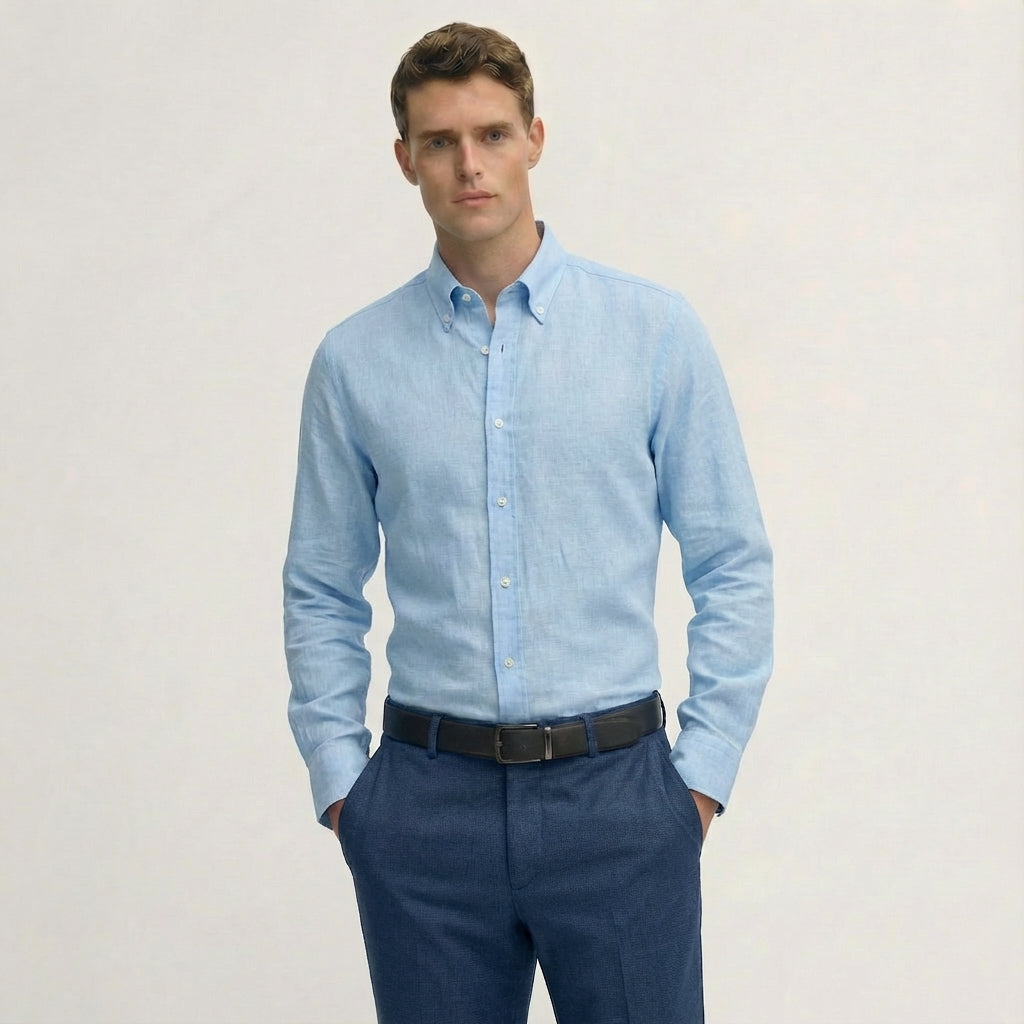 Light Chambray Blue Linen Shirt