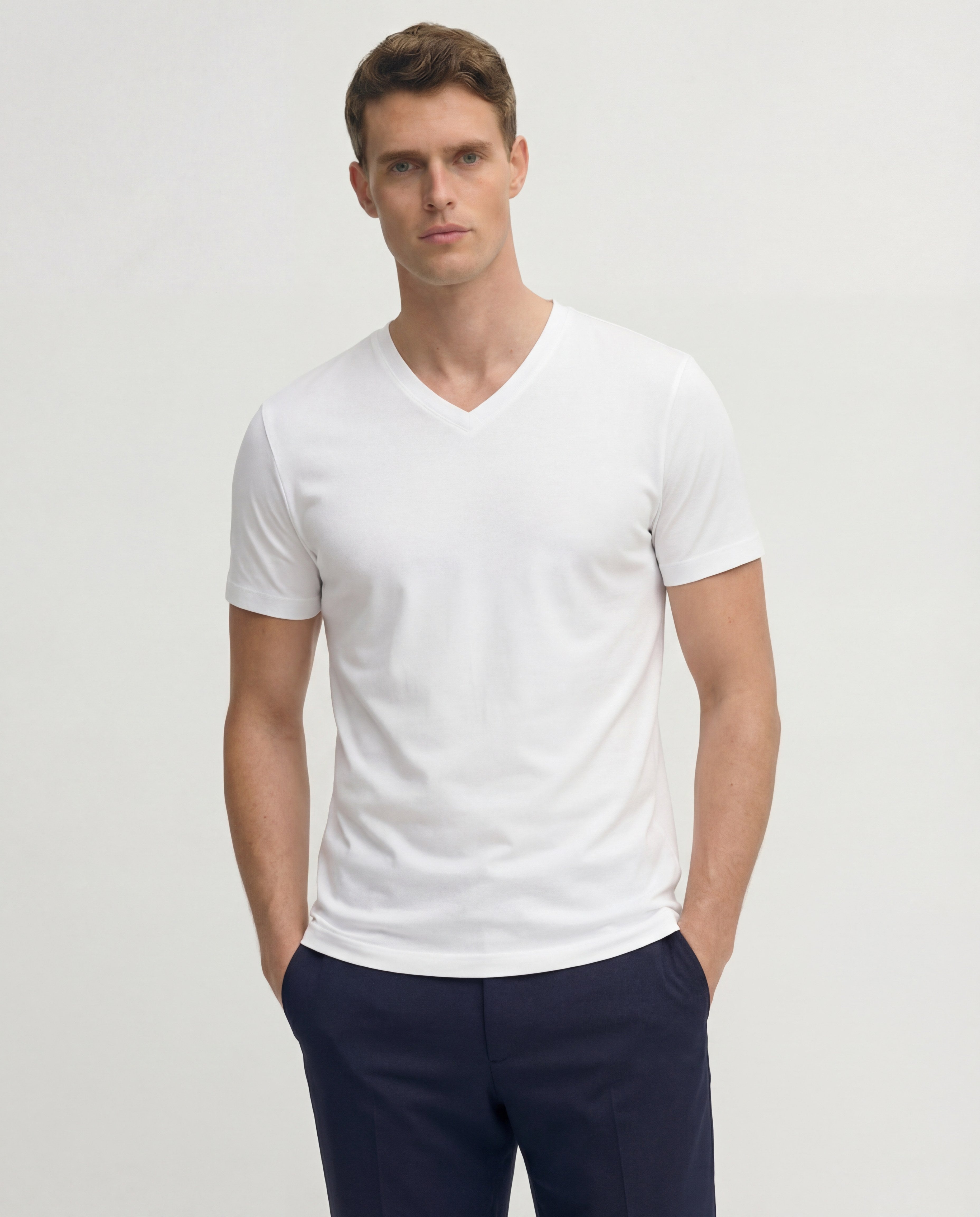 Crisp White V-Neck Supima Cotton T-Shirt