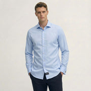Blue Giza Cotton Poplin Cufflinks Cuff Shirts