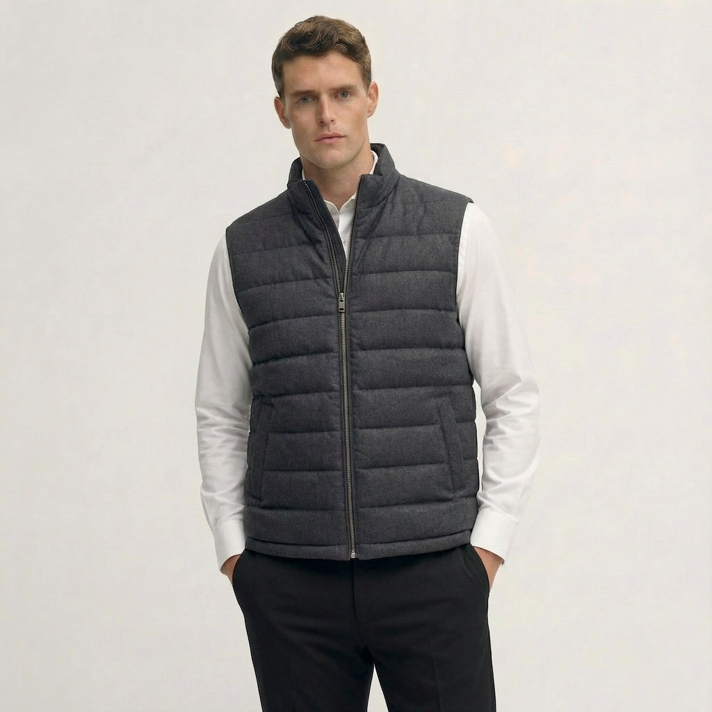 Charcoal Grey Quilted Wool Vest