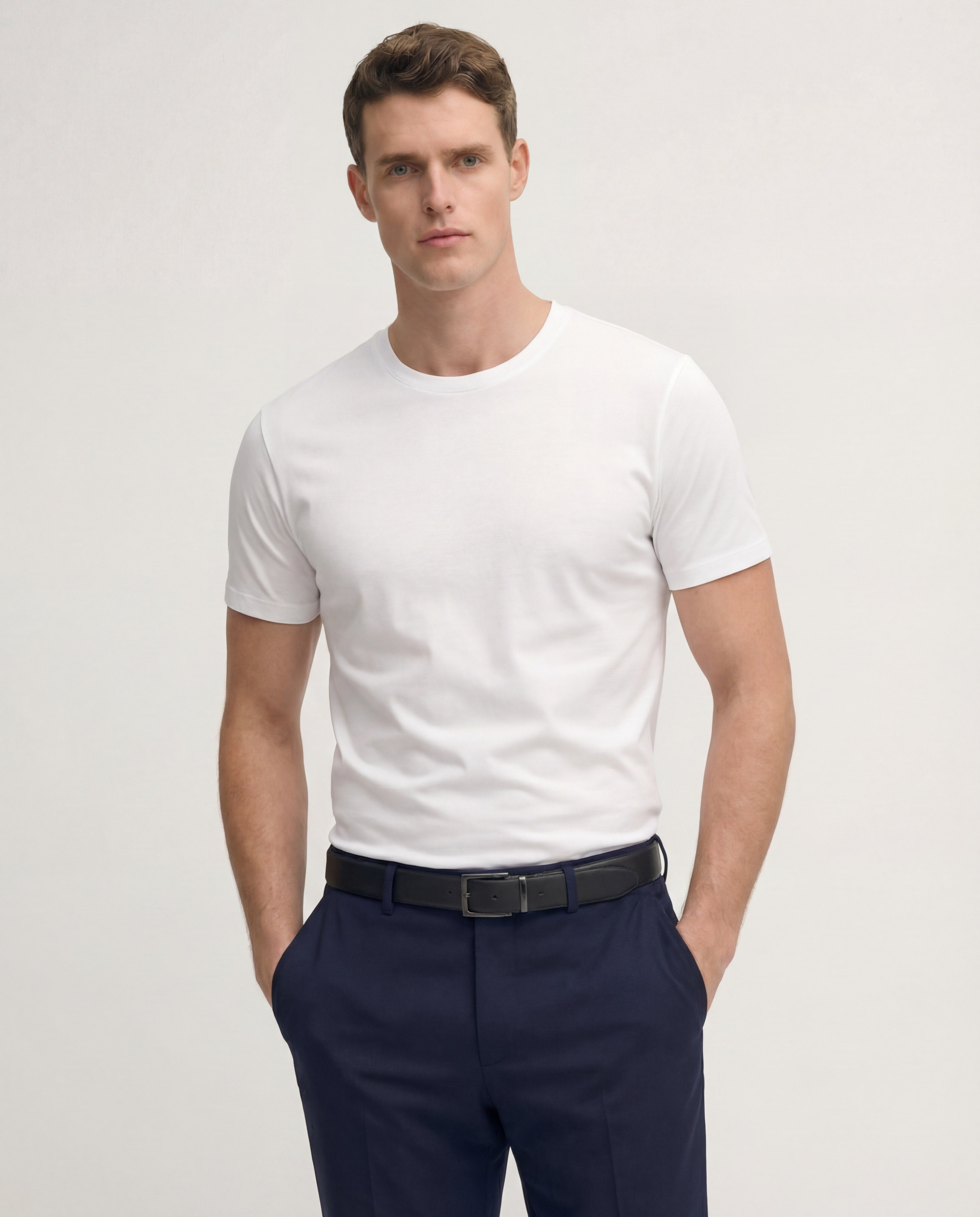 Crisp White Crew Neck Supima Cotton T-Shirt