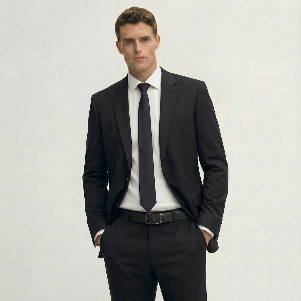 Black Tailored Wool Suit