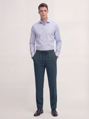 Blue Tailored Drawstring Trousers