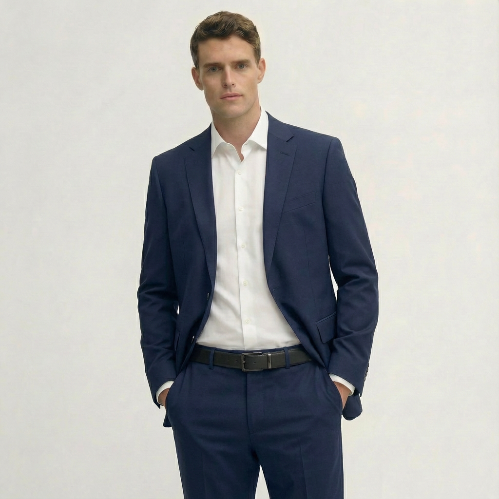 Deep Navy Tailored Wool Suit