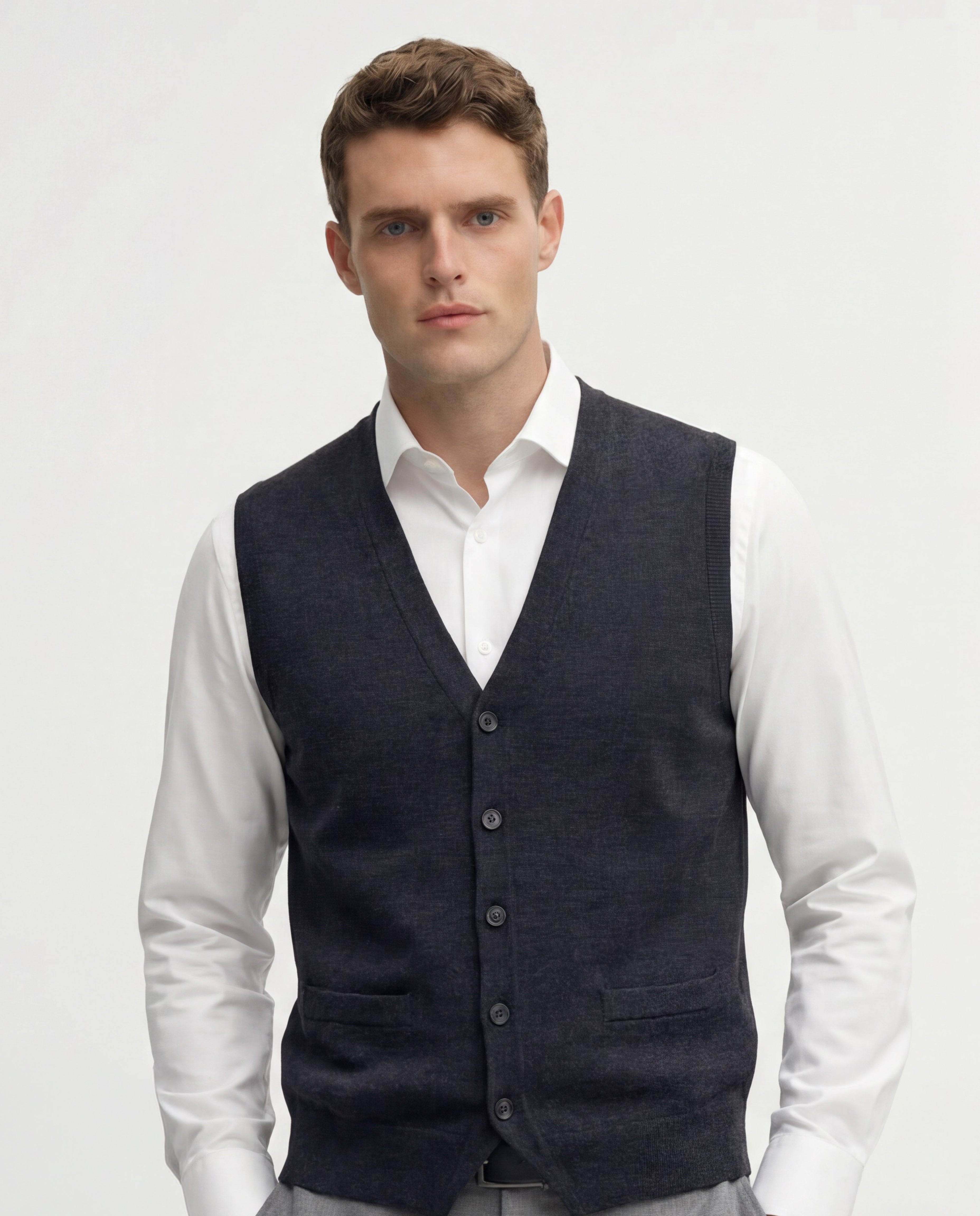 Charcoal Grey Wool Vest