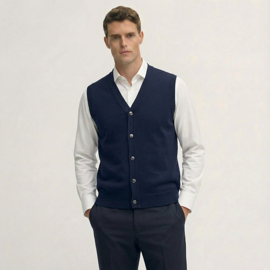 Midnight Navy Wool Vest